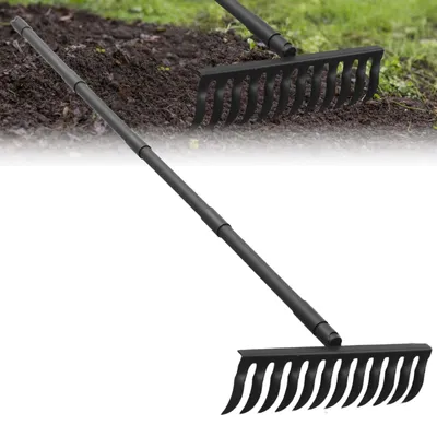 Zdjęcie produktu dla Elzusha - Mocna łopata ogrodnicza - 200 cm. Łopata metalowa z 12 zębami i regulowanym trzonkiem
