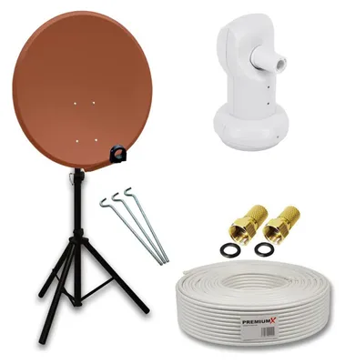 Produktbild von PremiumX Camping SAT Anlage 80cm Antenne Single LNB F-Stecker Kabel Stativ