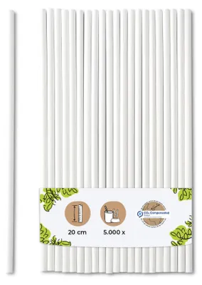 Papierstrohhalme 20 cm, 5 mm Ø, weiß, 5000 Stück
