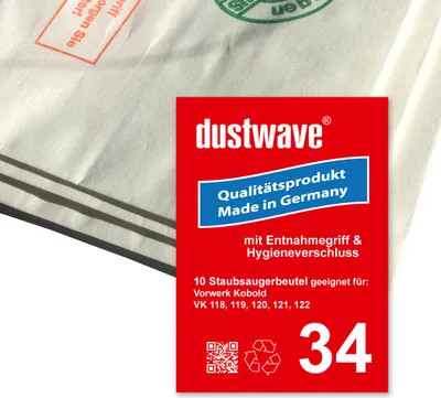 Produktbild von 20 Staubbeutel passend für Vorwerk - Kobold 118, 119, 120, 121, 122 - dustwave® Staubfilter Staubtüten Staubsaugerbeutel /  Germany (USD34-20)
