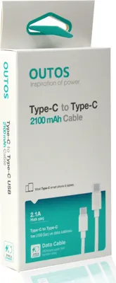 Zdjęcie produktu dla Outtos 2.1A Typ C do Typ-C Kabel 1M - Biały