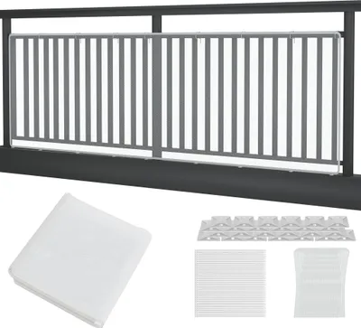 Zdjęcie produktu dla TRMLBE Siatka zabezpieczająca na schody 200x91 cm biała Siatka zabezpieczająca z opaskami kablowymi, linami mocującymi i uchwytami podłogowymi dla dzieci i schodów łatwy montaż