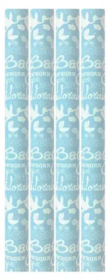 Produktbild von Baby-Geburts-Sortiment, Babyparty-Geschenkpapier, Junge – 200 x 70 cm – 4 Rollen