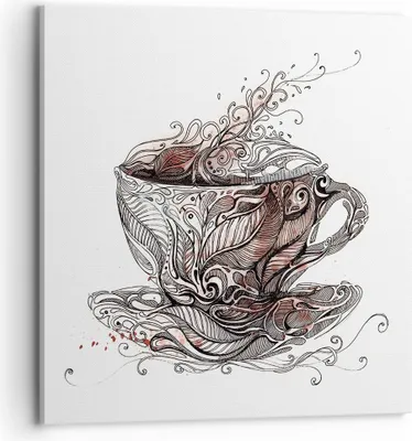 Produktbild von Bild auf Leinwand - Leinwandbild - Abstraktion Tasse Tee heiß - 70x70cm - Wand Bild - Wanddeko - Leinwanddruck - Bilder - Kunstdruck - Wanddekoration - Leinwand bilder - Wandkunst - AC70x70-2976