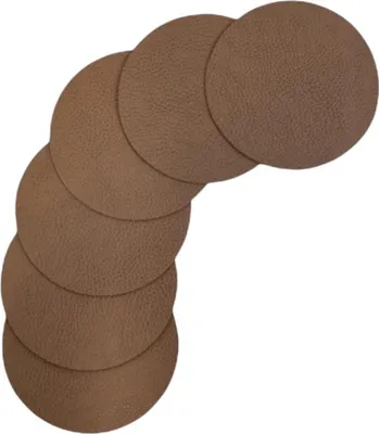 Produktbild von 6er Set Untersetzer Skinnatur "Tobacco" - Für Gläser - Rund - Recyceltes Leder - Braun - 10cm