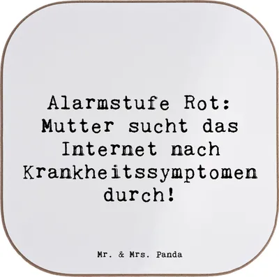 Produktbild von Mr. & Mrs. Panda Tischuntersetzer Spruch Mutter Alarmstufe Rot - Weiß - Geschenk, humorvolle Sprüche, Coaster, gläseruntersetzer, Tischschoner, Flaschenuntersetzer
