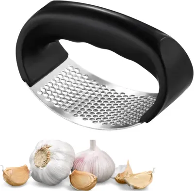 Imagen del producto de Exprimidor y picador de ajo profesional de acero inoxidable, 11,5 x 6,5 x 5 cm