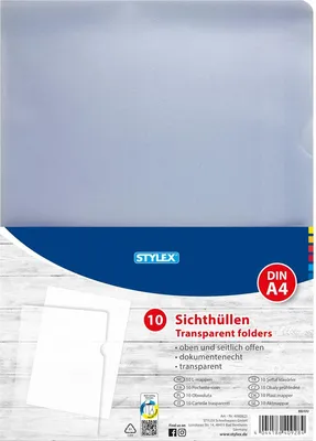 Produktbild von Stylex 40928 Sichthüllen, DIN A4, 10er Beutel, transparent