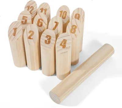 Produktbild von Clanmacy Kubb Wurfspiel Wikingerspiel Wiesenspiel Holz Rasenschach Wurfspiel Gartensport (1 Set)