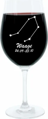 Produktbild von Leonardo Weinglas 400 ml, Motivglas, Sternbild Waage, Geschenk, Stimmungsglas mit Gravur, Moodglas, 22 cm