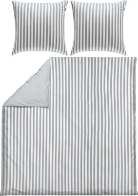 Produktbild von Erwin Müller Wendebettwäsche silber-weiß 1x 200x220 cm + 2x 80x80 cm