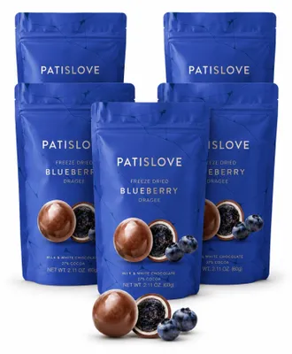 Obrázek produktu pro Patislove, lyofilizované borůvky v čokoládové polevě – balení 5 kusů (5 × 60 g)