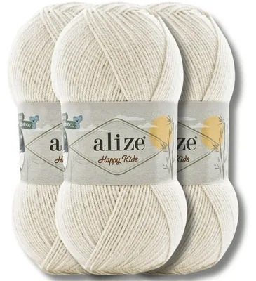 Imagen del producto de Alize 3x 100g Happy Kids, hilo para tejer, color liso, ideal para ganchillo y punto (62)