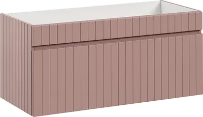 Produktbild von Waschbeckenunterschrank hängend - Streifen-Optik - Rosa - 100 cm - SATARA
