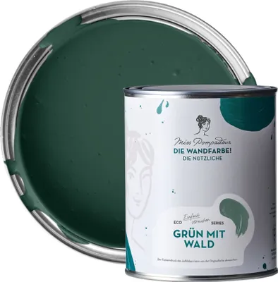 Produktbild von MissPompadour abwaschbare Wandfarbe Grün mit Wald 1L - hohe Deckkraft - matte, scheuerbeständige Innenfarbe - geruchsarm, wasserbasiert, ergiebig - Die Nützliche