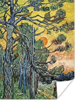 Produktbild von MuchoWow® Poster Tannenbäume bei Sonnenuntergang - Vincent van Gogh 90x120 cm - Wohnzimmer