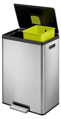 Obrázek produktu pro EKO - Ecocasa 2 Recyklační pedálová popelnice 20+20 litrů - Nerezová ocel Polypropylen - Matná nerezová ocel