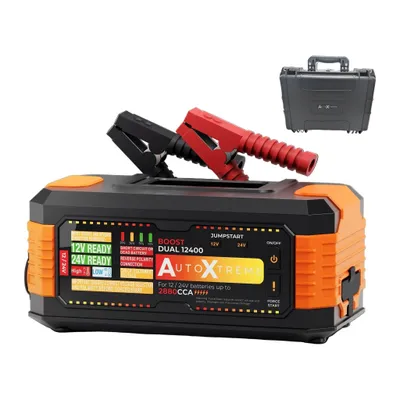 Produktbild von AutoXtreme Starthilfe Powerbank 12V & 24V für Lkw - 2880 CCA - Boost Dual 12400 - Starthilfegerät für Lkw, Bus & Pkw mit Force Start & Display