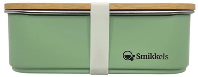 Produktbild von Smikkels Brotdose Edelstahl mit Bambusdeckel grün 900ml - nachhaltige Lunchbox