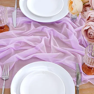 Produktbild von Lila Chiffon Tischläufer für Boho Tischdekoration 70 x 300 cm