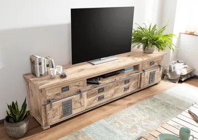 Produktbild von MASSIVMOEBEL24 TV-Board Mango 240x50x60 whitewash lackiert RAILWAY  #356