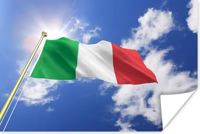 Produktbild von MuchoWow® Poster Die Flagge Italiens weht am Himmel 180x120 cm - Fotoplakat