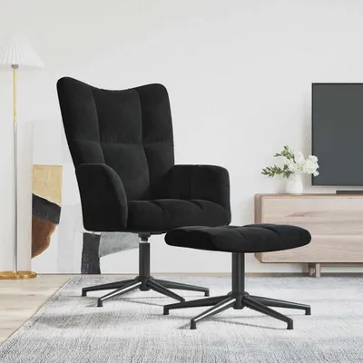 Produktbild von vidaXL Relaxsessel mit Hocker Schwarz Samt