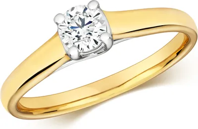 Produktbild von Funkelndes Feuer 9 Karat (375) Gold Solitär Verlobung Diamant Damenring Brillant-Schliff 0.35 Karat H - I1, 51 (16.2); TRS320179KYRSL