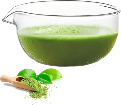 Imagen del producto de Taza de vidrio para matcha, de 350 ml, transparente, ideal para preparar matcha