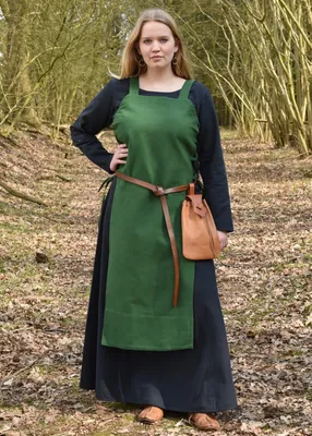 Produktbild von Wikinger Überkleid, Trägerkleid Tinna, grün - Baumwolle - Mittelalter LARP Kleid Wikingerkleid Mittelalterkleid Damen Größe: L/XL