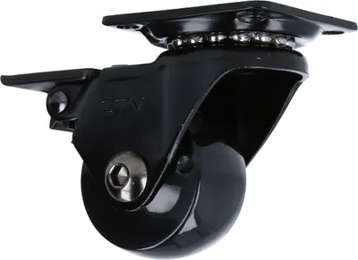 Produktbild von Schwarze Möbelrolle Polyurethan Lenkrolle modernes Design Möbeltransportrolle kugelgelagert 35mm mit Bremse