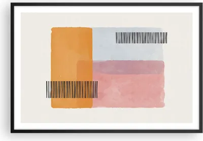 Produktbild von Gerahmtes Poster - Schwarzer Rahmen - Aquarell Rechtecke Linien - 91,5x61 cm - Wand Bild - Wanddeko - Wandbilder - Kunstposter - Wandposter - Bilderrahmen - Bilder - Kunstdruck - P2BAA91x61-4669