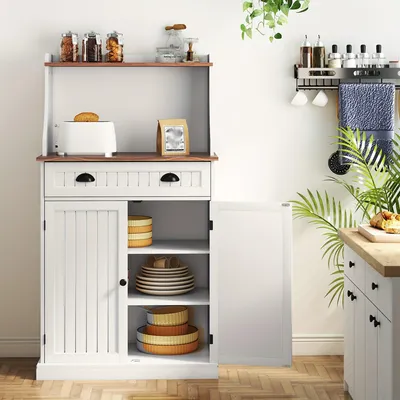 Obrázok produktu pre Veľká úložná skrinka - Kuchynská skrinka - Komoda - Skrinka s zásuvkami - Biela skrinka s dvojitými dvierkami