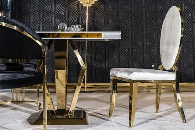 Produktbild von Luxus Tische Esszimmer Tisch Esszimmer Moderner Edelstahl Weiß