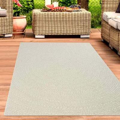 Obrázok produktu pre Vonkajší robustný koberec odolný voči poveternostným vplyvom s kruhovým vzorom v krémovej farbe Veľkosť - 120 x 170 cm
