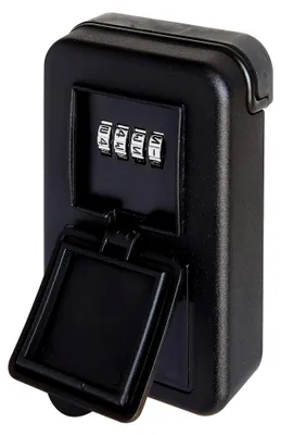 Produktbild von Schlüsseltresor mit Zahlencode | Schlüsselsafe für Innen- und Außenbereich | Schlüsselkasten mit Zahlenschloss | Einfache Montage | Key Safe für Ferienwohnungen | 12,5x8x3,2 cm | schwarz