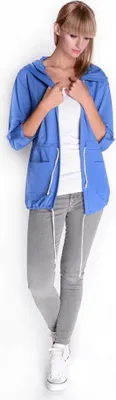 Produktbild von Damen Cardigan Sweater Jacke mit Kapuze; S/M; Cornflower