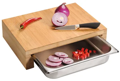 Produktbild von KESPER Bambus-Schneidebrett mit Tablett Edelstahl 58354