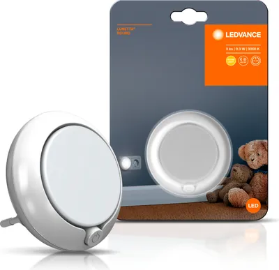 Obrázok produktu pre Osram Lunetta Round, Nočné svetlo do zásuvky, Biela, ABS, Polykarbonát, Teplá biela, Spálne, Detská izba, IP20