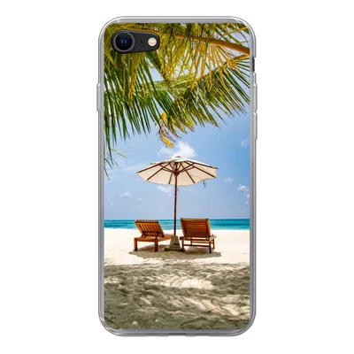 Produktbild von MuchoWow® Handyhülle Schutzhülle Hülle für iPhone 7 Strand - Strandkorb - Sonnenschirm Silikon Softcase Handy Hülle - Kartenhalter