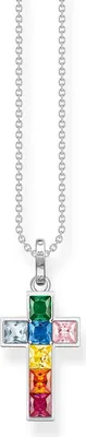 Produktbild von Thomas Sabo KE2166-477-7 Halskette mit Anhänger Damen Kreuz Bunte Steine Silber