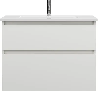 Produktbild von burgbad Lin20 Keramik-Waschtisch Weiß Glänzend inklusive Waschtischunterschrank, 2 Auszüge, 830x495x622mm, SGHF083F5351C0001