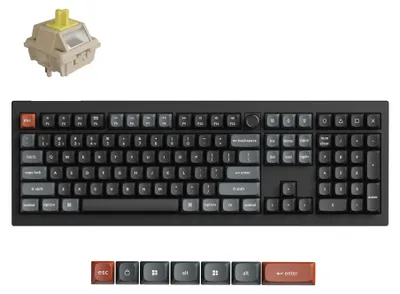 Image de Keychron V6 Ultra 8K, filaire et sans fil, Bluetooth, touches mécaniques, clavier QWERTY, LED RGB, noir