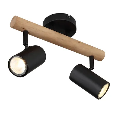 Produktbild von Deckenleuchte, Metall, Holz, schwatz, 2-Flammig, L 30 cm