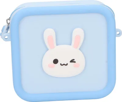 Immagine prodotto di Borsa porta fotocamera in silicone per bambini, graziosa decorazione con animali dei cartoni animati, resistente agli urti, impermeabile, grande capienza, borsa per il trasporto, coniglio blu