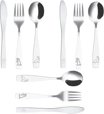 Produktbild von Kindermesser Set 3 Gabeln, 3 Löffel, 3 Wellenschliffmesser, Edelstahl, für Kleinkinder