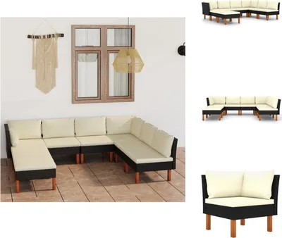 Produktbild von vidaXL 8-tlg. Garten-Lounge-Set mit Kissen Poly Rattan Schwarz -  Gartenmöbel-Sets