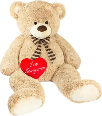 Produktbild von BRUBAKER Riesiger XXL Teddybär 150 cm groß Beige mit einem Seni Seviyorum Plüschherz