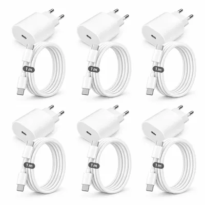 Produktbild von 6x iPhone USB-C Ladegerät 20W Schnellladegerät mit USB-C Kabel – USB-C Ladeset für iPhone 17 16 15 Pro Max Air Plus