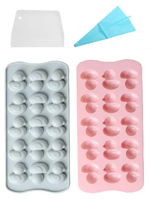 Produktbild von Enten-Schokoladen-Silikonform, 2 Packungen 15 Mulden Antihaft-Silikonformen in Lebensmittelqualität für Eiswürfel, Gelee, Fondant, Bonbons